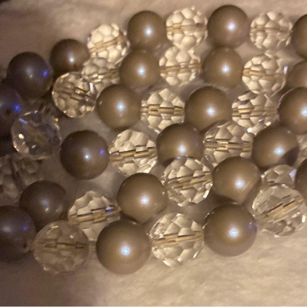 Cezanne Bracelet, 3 Strand, Beaded, Faux Pearl, Stretch, Statement, feminine﻿